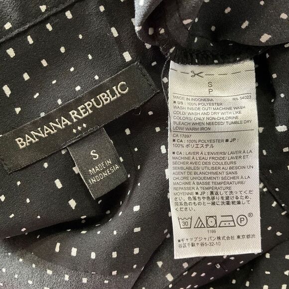 Banana Republic Factory Black White Split Back Button Up Shirt Small - Picture 6 of 7